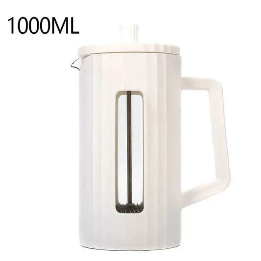 French Press Coffee Maker 1000ml — Stainless Steel & Heat-Resistant Glass