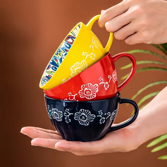 Bohemian Hand-Painted Ceramic Coffee Mug 400ml