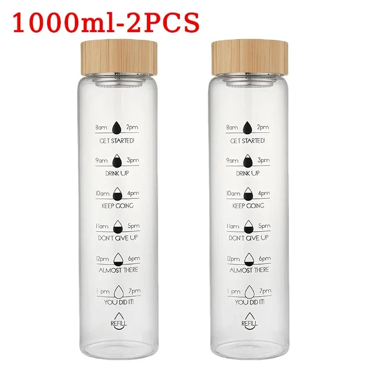 Borosilicate Glass Infuser Bottle | Bamboo Lid & Time Marker | Tea, Fruit & Cold Brew