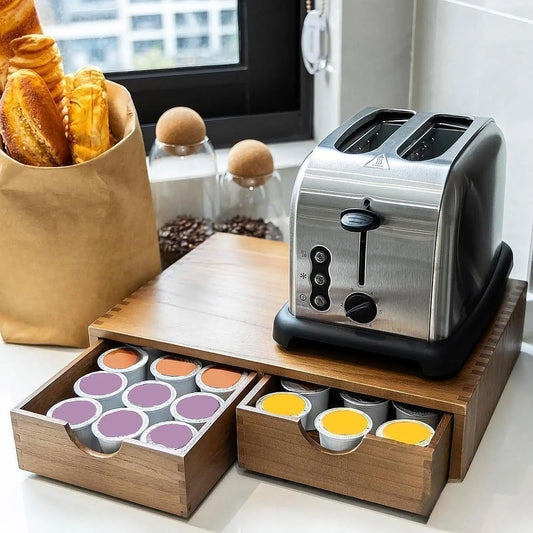 Wooden Coffee Pod Storage Drawer Organiser