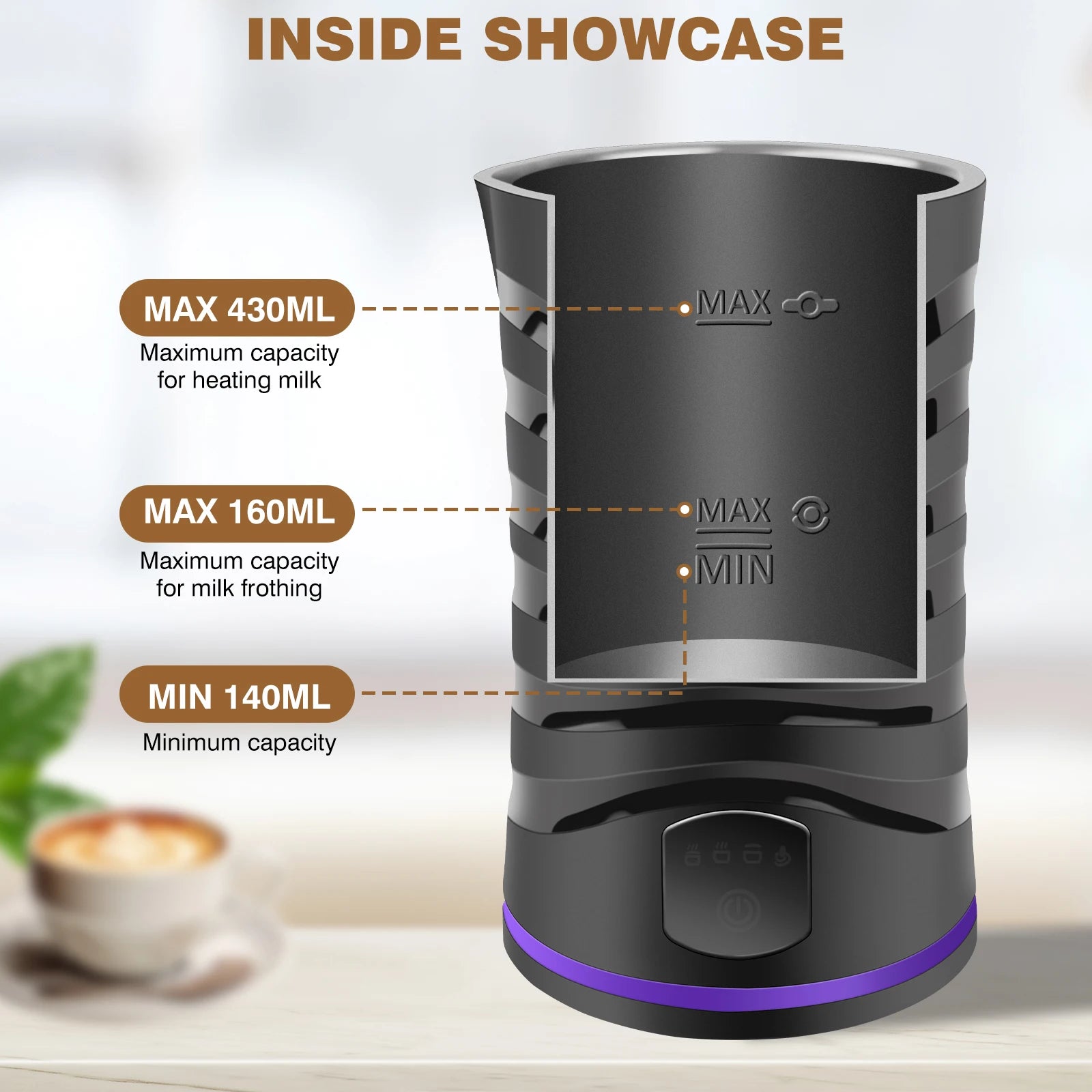 Electric Milk Frother & Steamer - 400W 4-in-1 Hot & Cold Foam Maker (600ml)