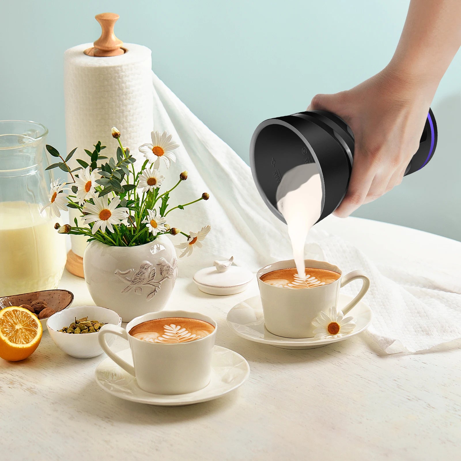Electric Milk Frother & Steamer - 400W 4-in-1 Hot & Cold Foam Maker (600ml)