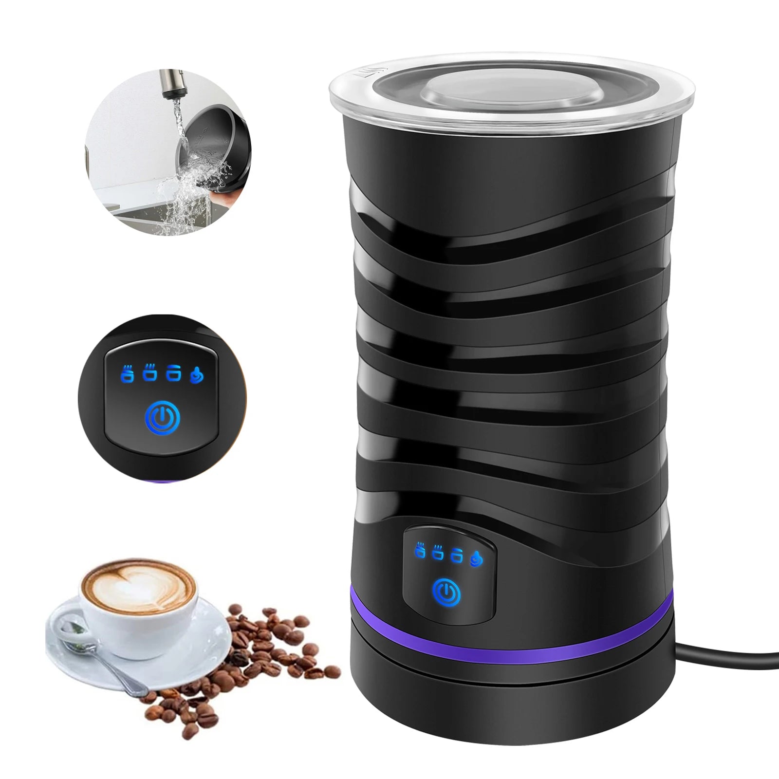 Electric Milk Frother & Steamer - 400W 4-in-1 Hot & Cold Foam Maker (600ml)
