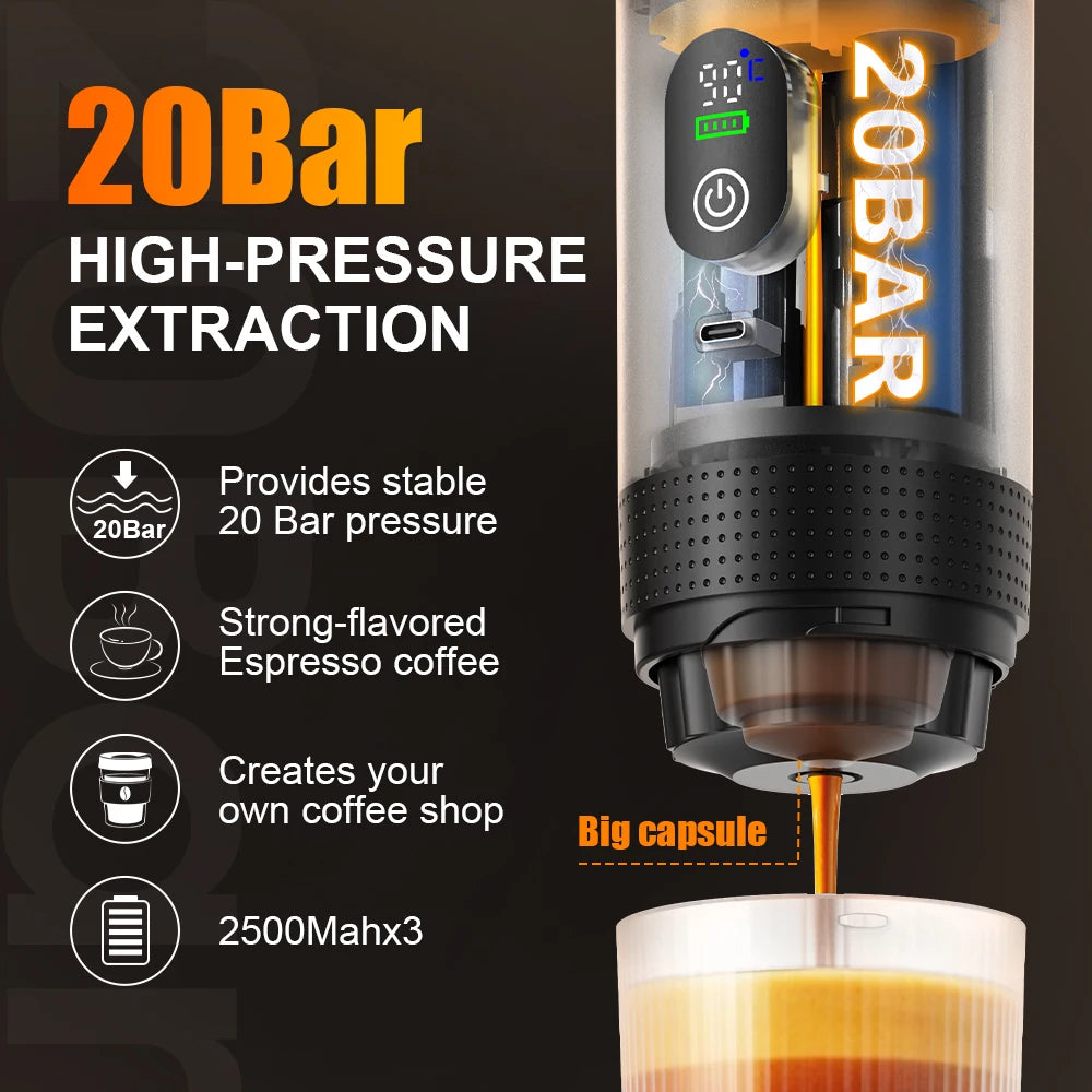 AeroBrew 3-in-1 Portable Espresso Machine | Wireless Self-Heating Travel Maker
