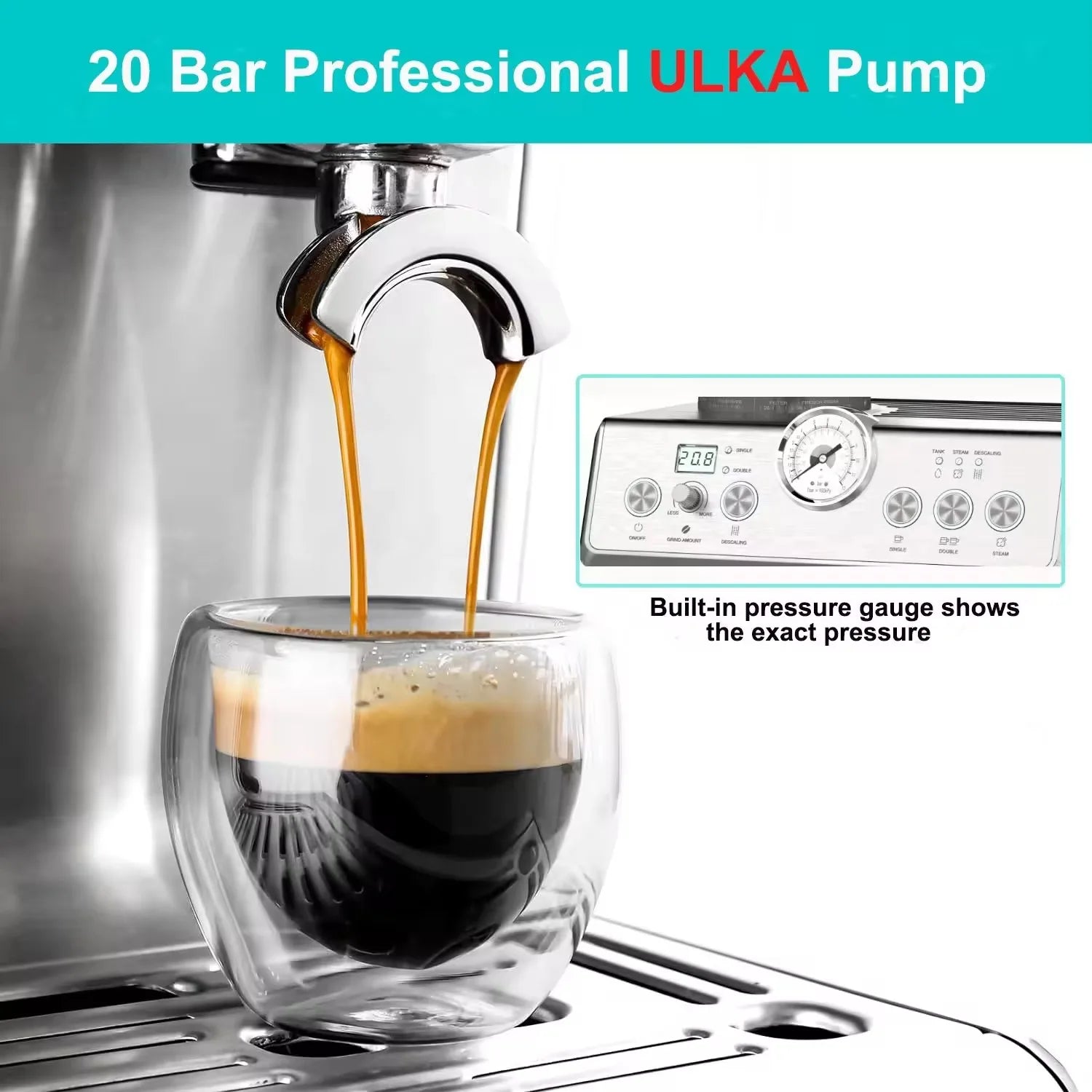 Customize Smart 20-Bar Espresso Machine | Integrated Grinder, Programmable Coffee Maker & Maintenance Kit