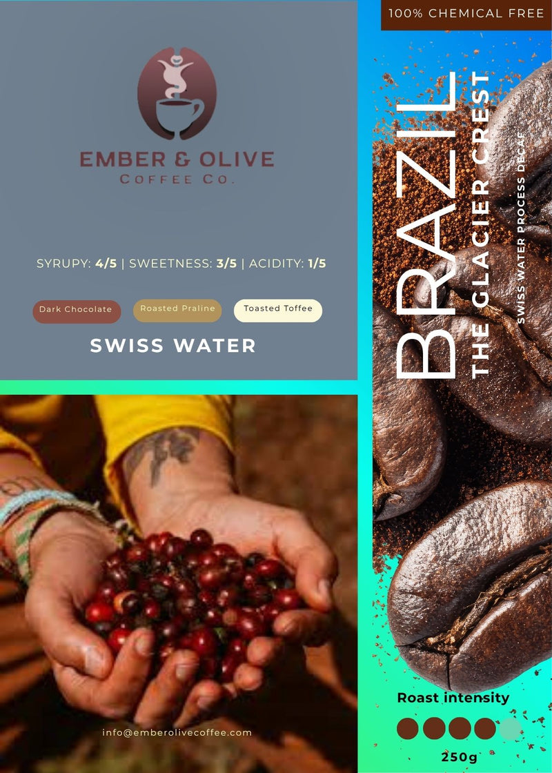Brazil Swiss Water Decaf Coffee Beans | The Glacier Crest Medium Roast