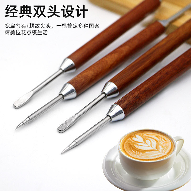 Artisan Wood Handle Latte Art Needle | Rosewood & Ebony | Coffee Carving Tool