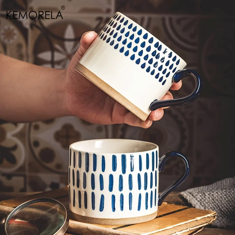 Nordic Ceramic Coffee Mug with Handle | 450ml | Retro Japanese Style