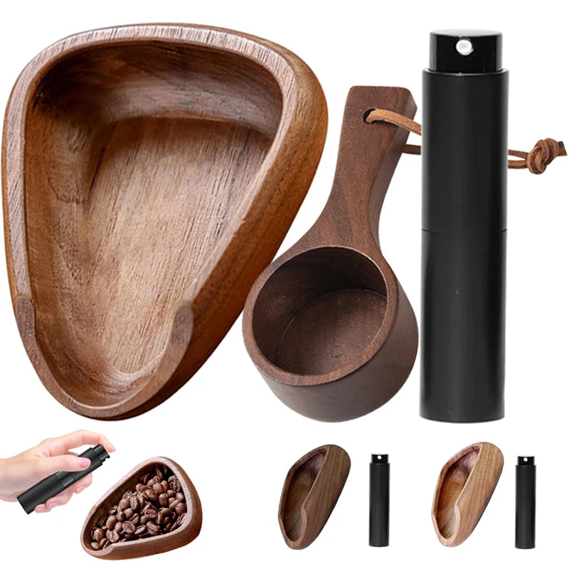 Wooden Coffee Barista Dosing Set with Spray Bottle