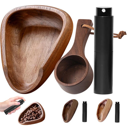 Wooden Coffee Barista Dosing Set with Spray Bottle