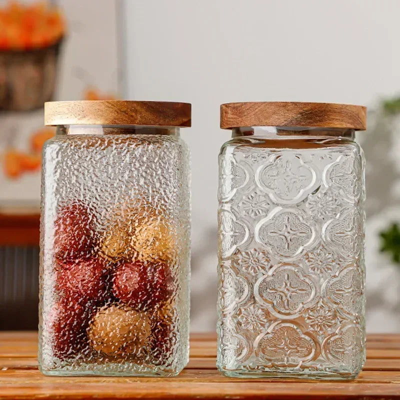 Vintage Glass Storage Jars with Airtight Lids
