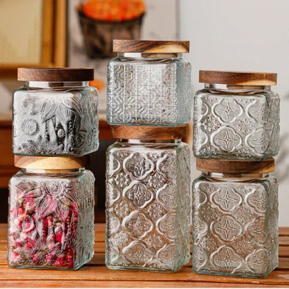 Vintage Glass Storage Jars with Airtight Lids