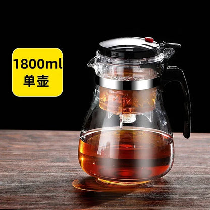 Press & Pour Glass Teapot | One-Click Filter | 500ml–1800ml