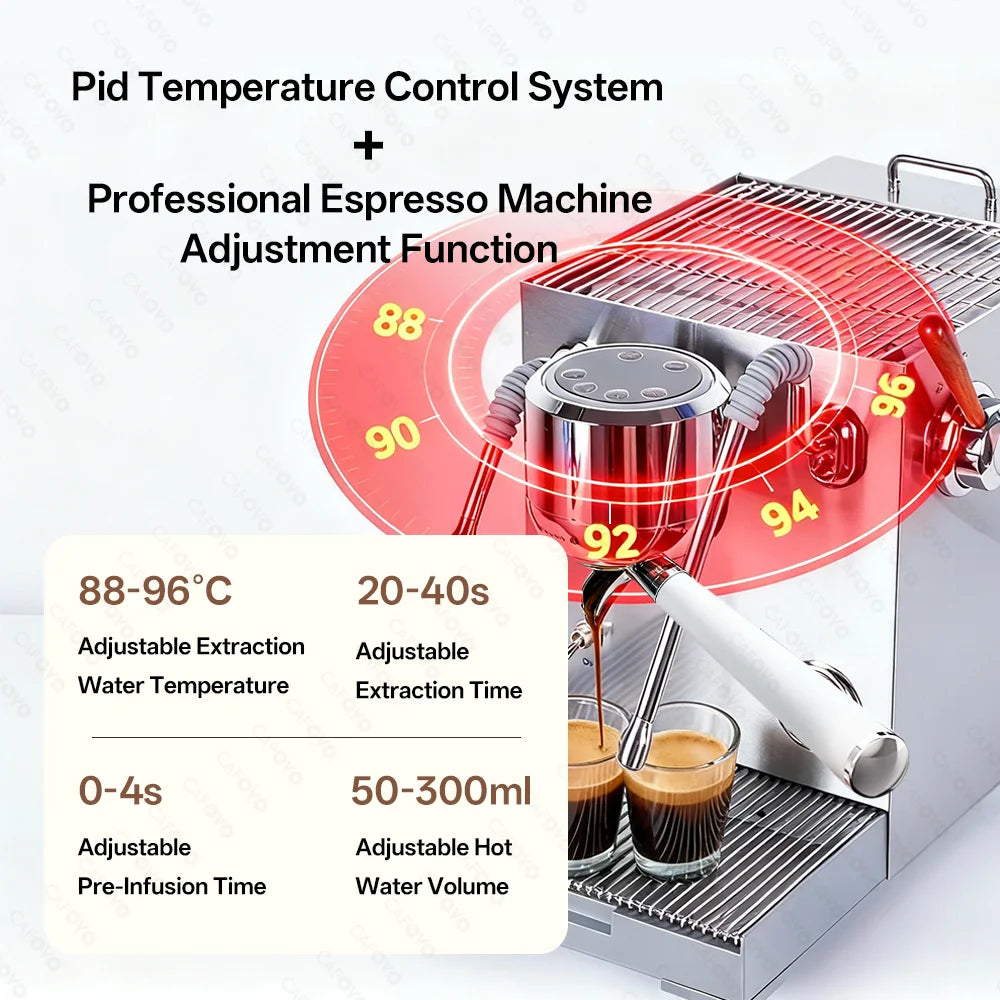 CAFOVO E120 Dual Boiler Espresso Machine | 9-Bar Semi-Automatic Coffee Maker with OLED Display & Italian ULKA Pump