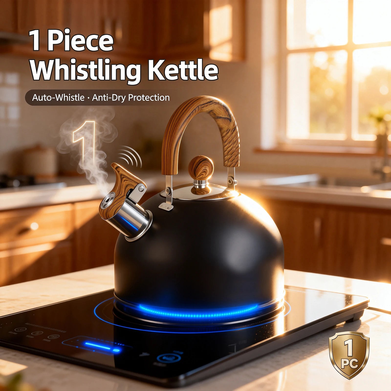 Stainless Steel Whistling Stovetop Kettle | Anti-Scald Handle | 2L / 2.5L / 3L | 4 Colours