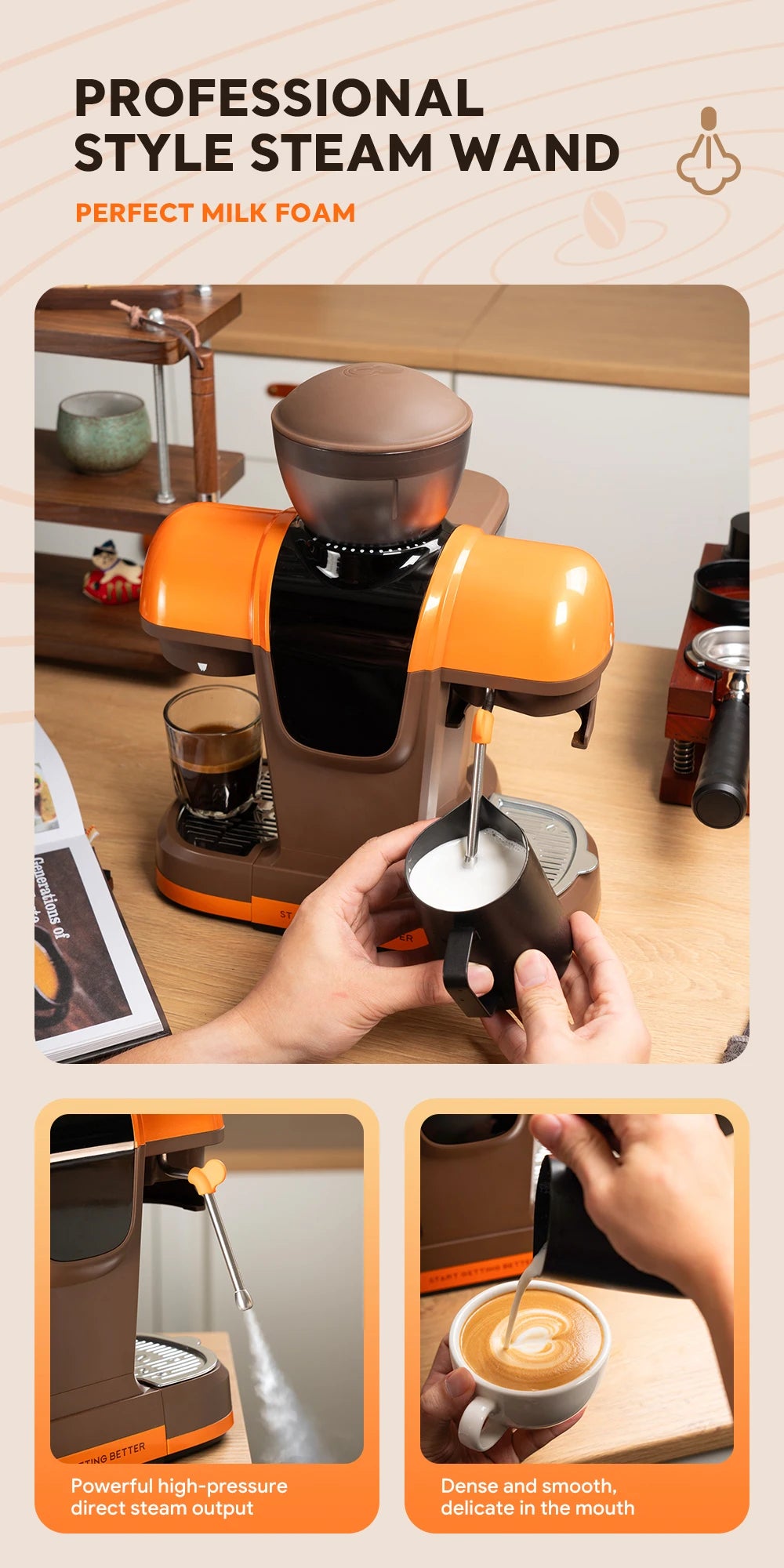 i Cafilas 19 Bar Semi-Automatic Espresso Machine with Built-in Frother