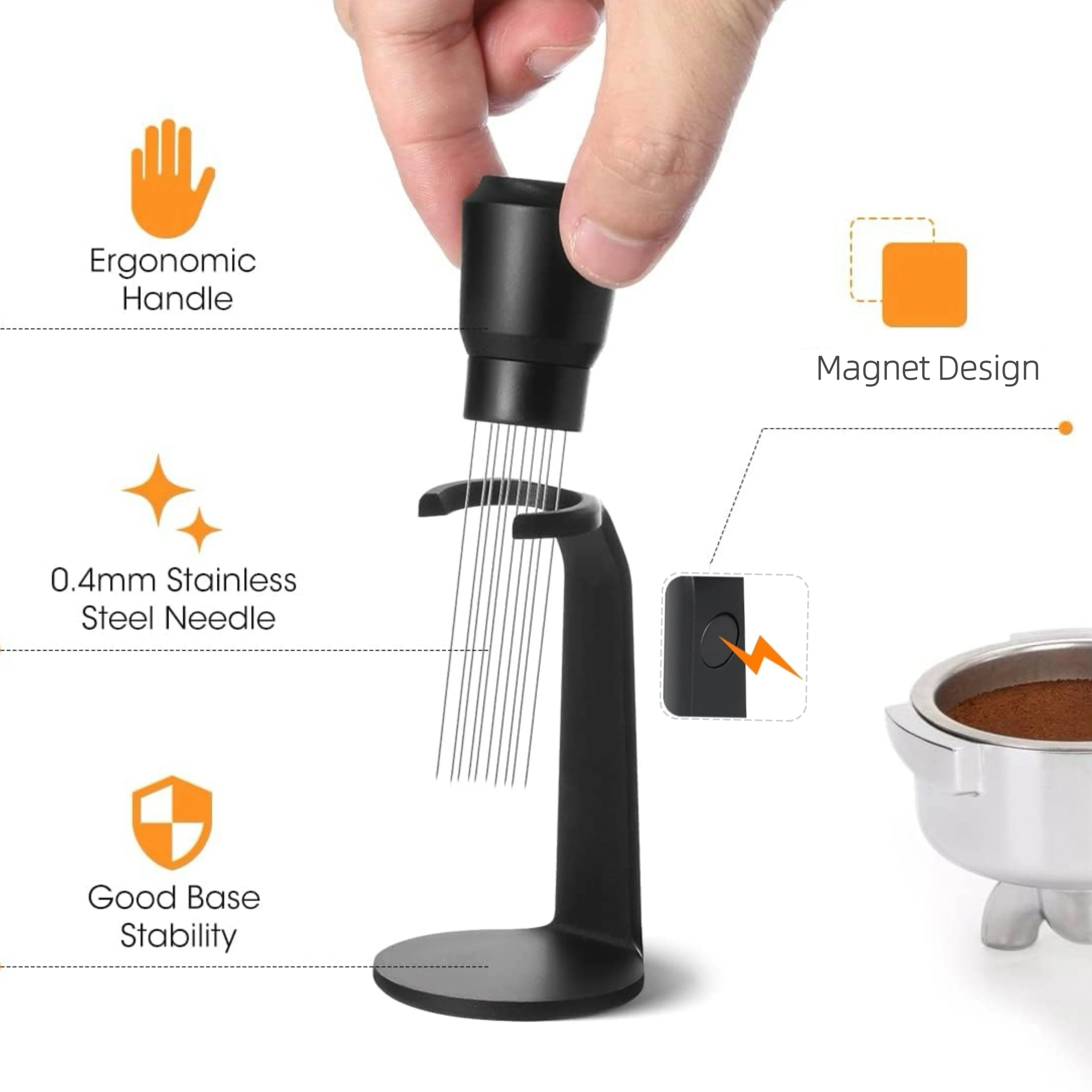 Magnetic WDT Espresso Distribution Tool | 0.4mm Needles | Fits Breville & Ninja Luxe Café