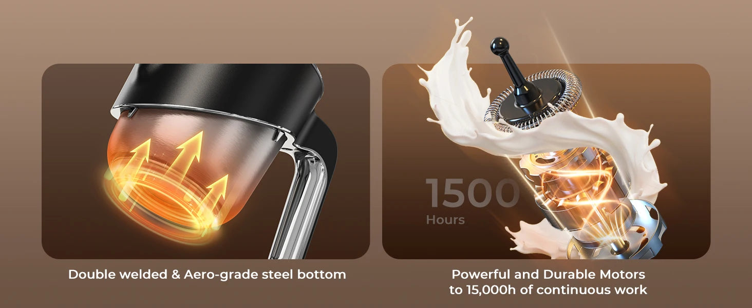 Milk Frother and Steamer 8-in-1 Electric Frother for Coffee, 400ml Large Capacity Detachable Milk Steamer Easy to Clean