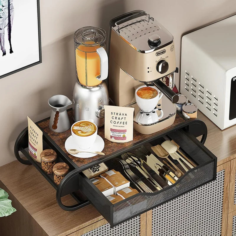Metal Coffee Pod Drawer with Side Baskets
