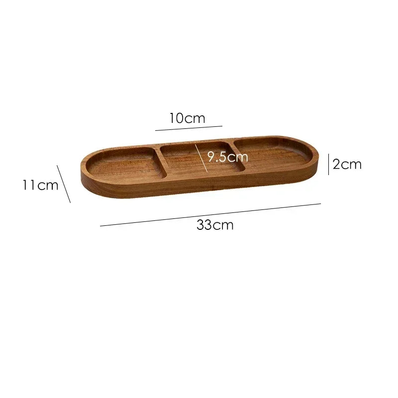 Natural Acacia Wood Tray for Serving Coffee & Tea