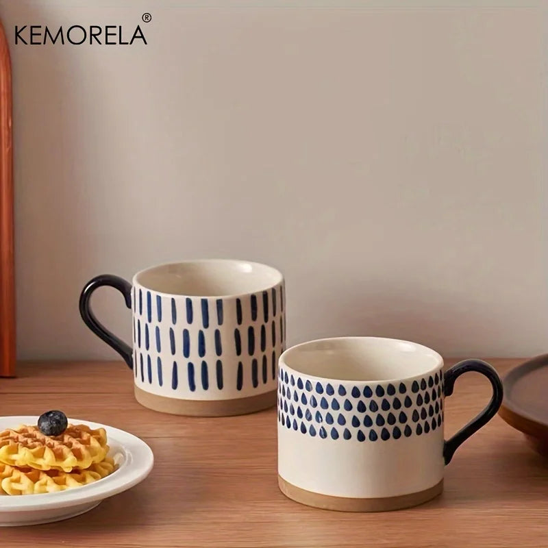 Nordic Ceramic Coffee Mug with Handle | 450ml | Retro Japanese Style