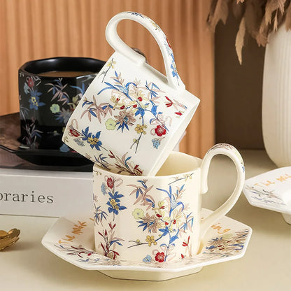 Japanese Floral Ceramic Coffee Cup