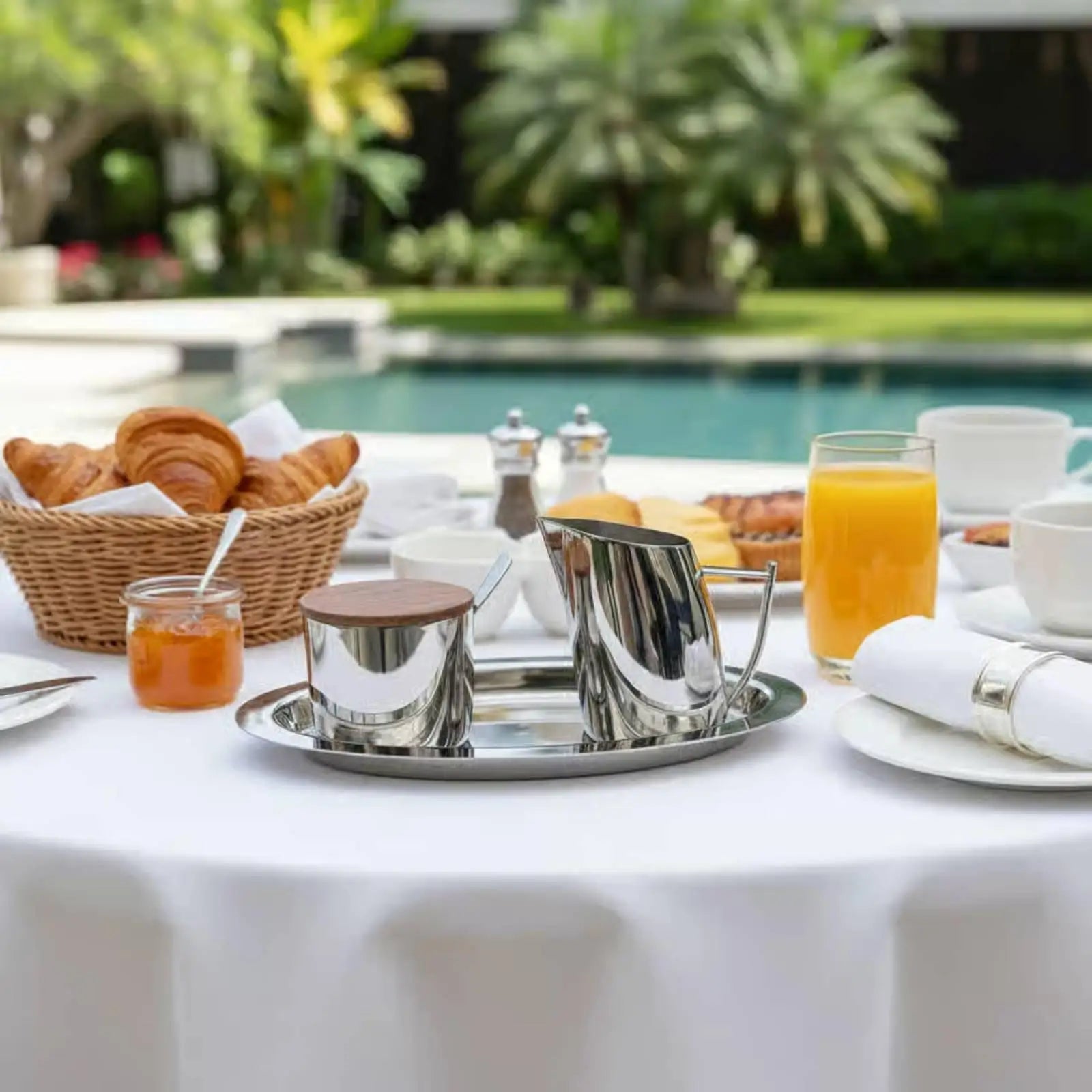 Kesoto Stainless Steel Sugar & Creamer Set | Luxury Metal Sugar Bowl & Milk Pitcher Kit