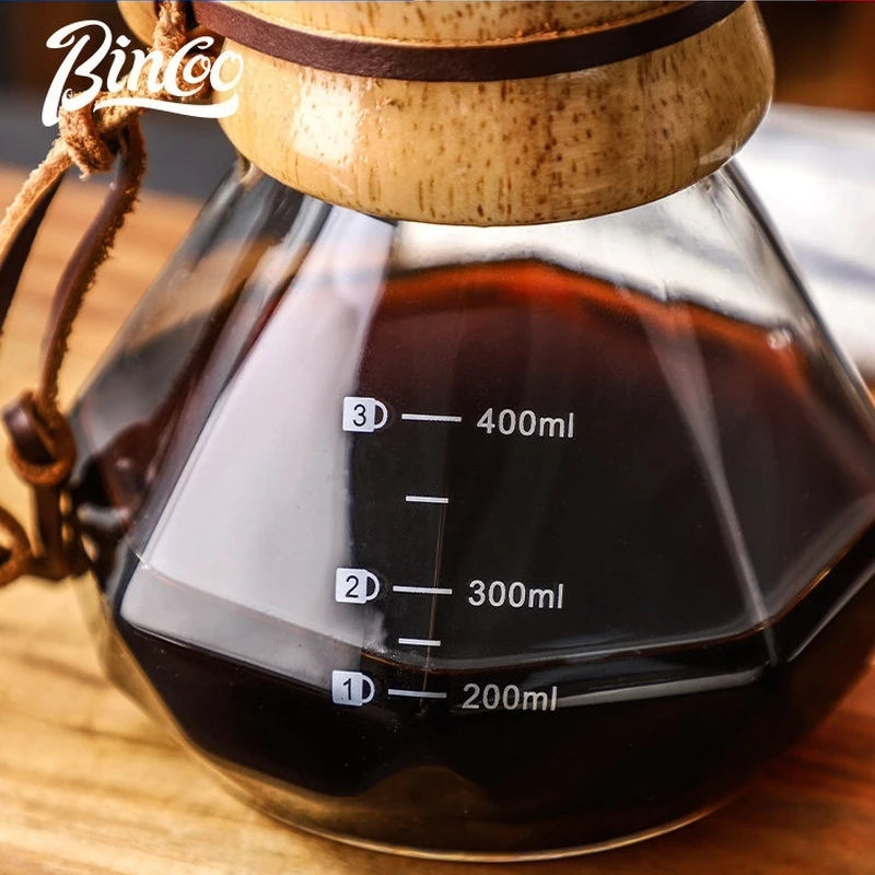 Bincoo Glass Pour Over Sharing Carafe | Stainless Steel Filter Funnel | 400ml–800ml