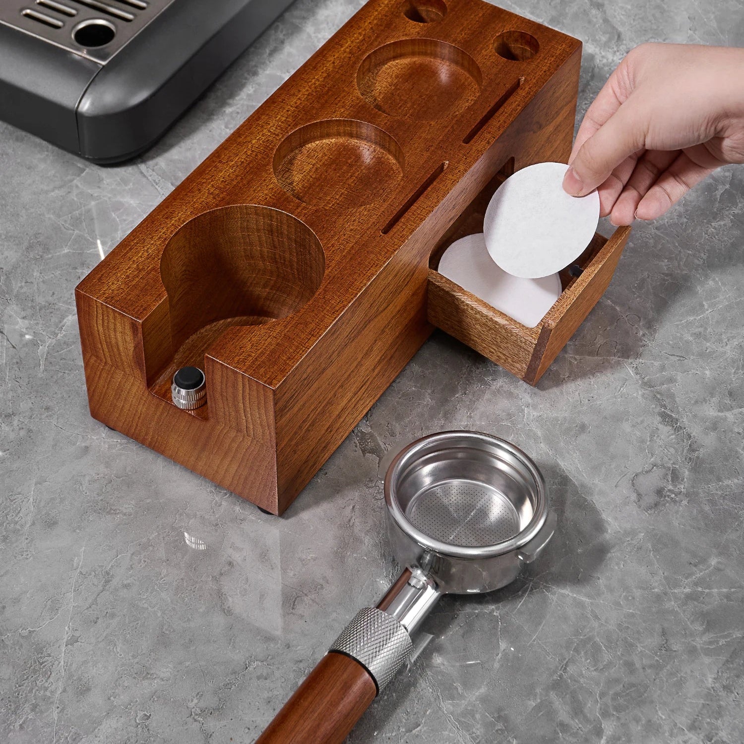 Rosewood Espresso Tamper Holder Stand