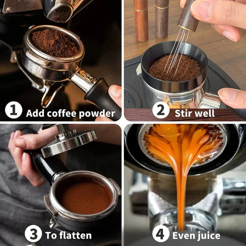 Espresso WDT Distribution Tool with Wooden Handle