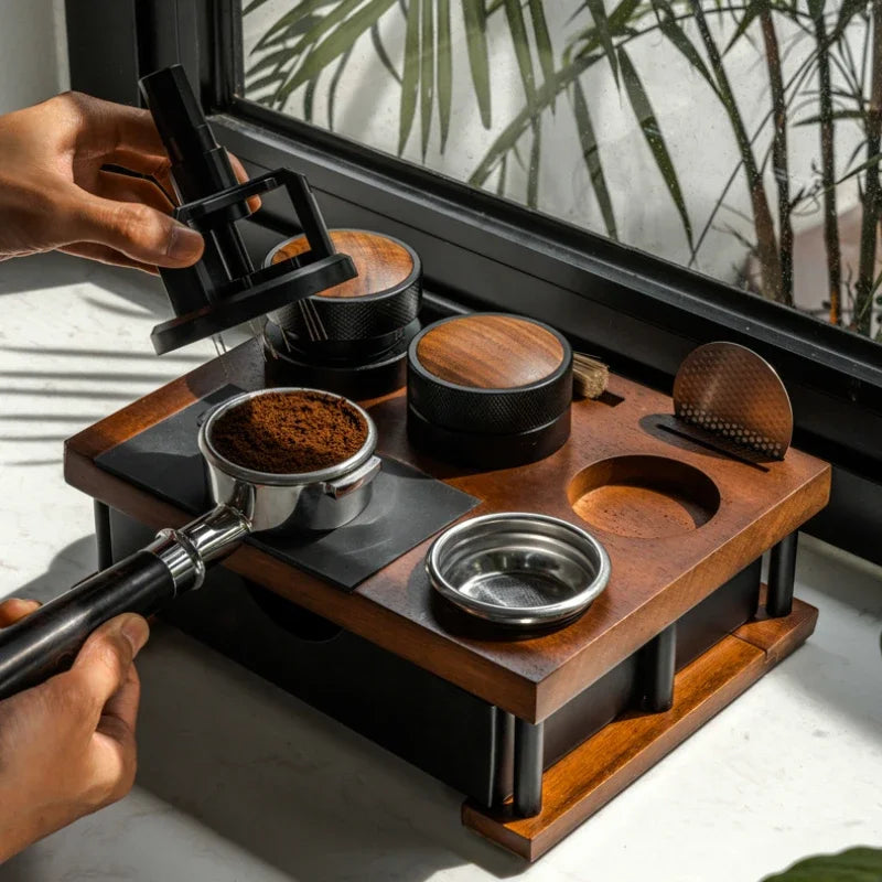 Solid Wood Espresso Tamper Station Workbench