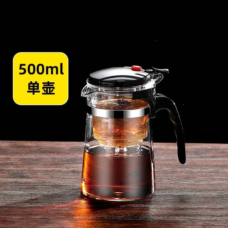 Press & Pour Glass Teapot | One-Click Filter | 500ml–1800ml