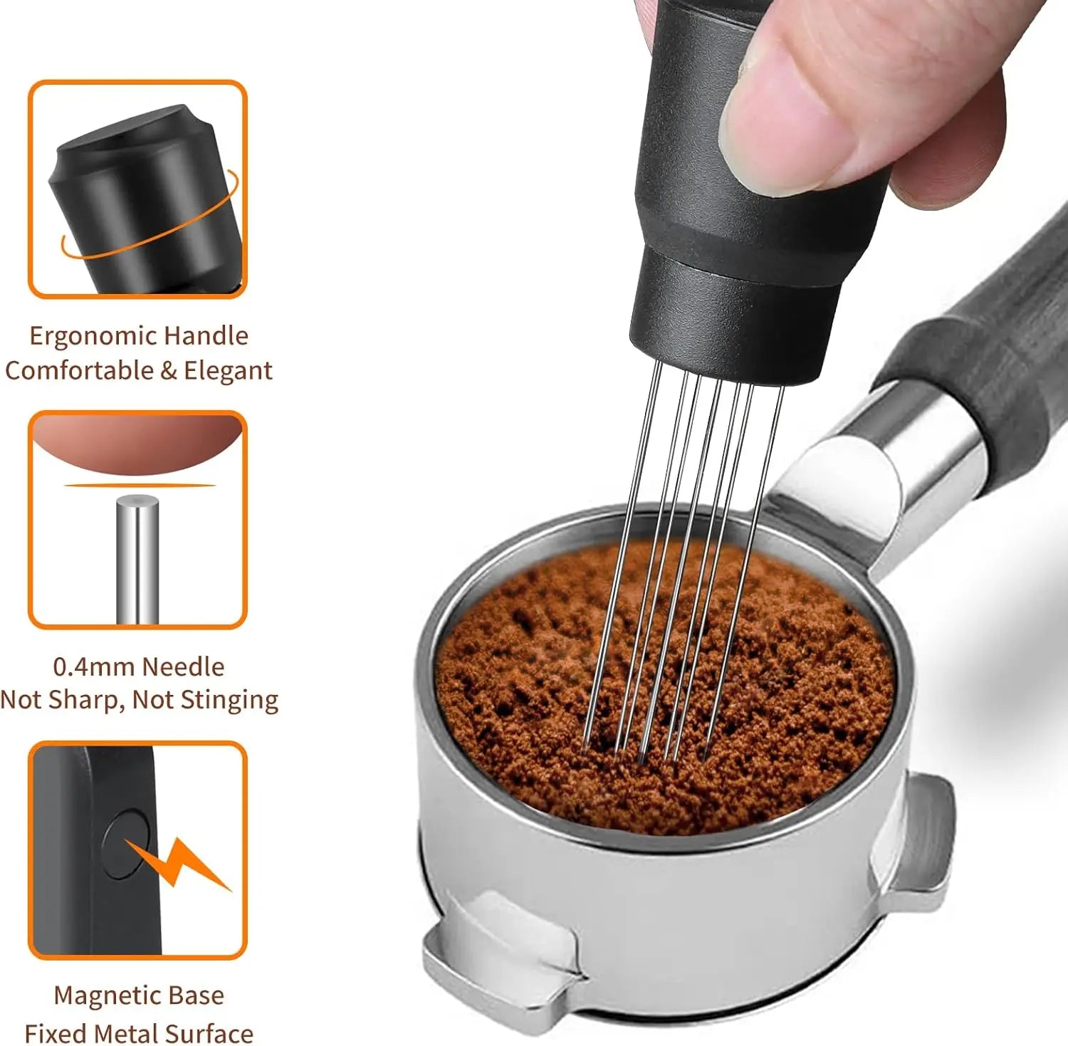 Magnetic WDT Espresso Distribution Tool | 0.4mm Needles | Fits Breville & Ninja Luxe Café