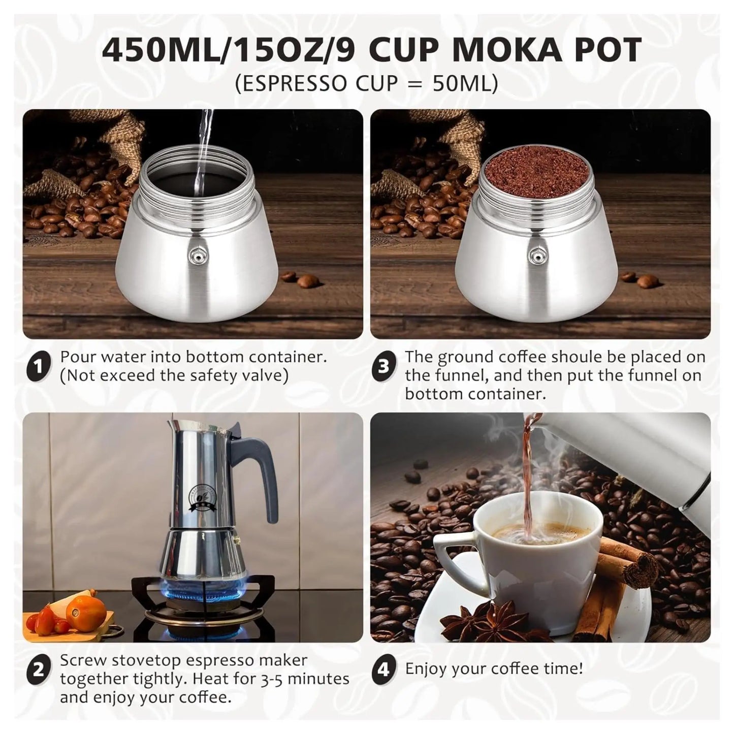 Moka Pot Espresso Maker | Induction Ready | 4 & 6 Cup