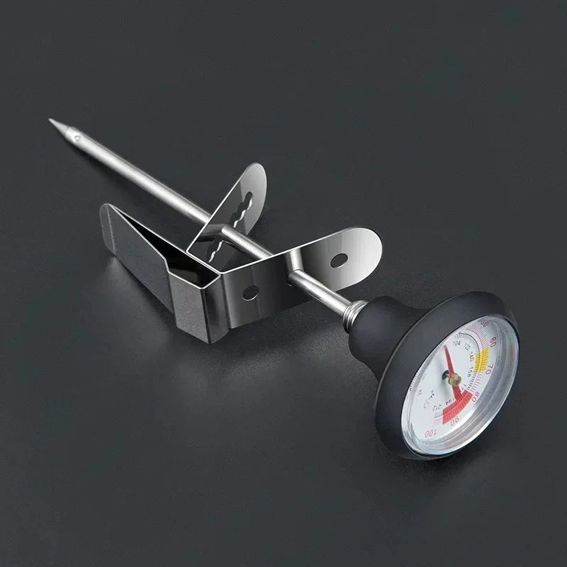 Stainless Steel Coffee & Milk Thermometer | Clip-On Analogue Probe | 0–100°C