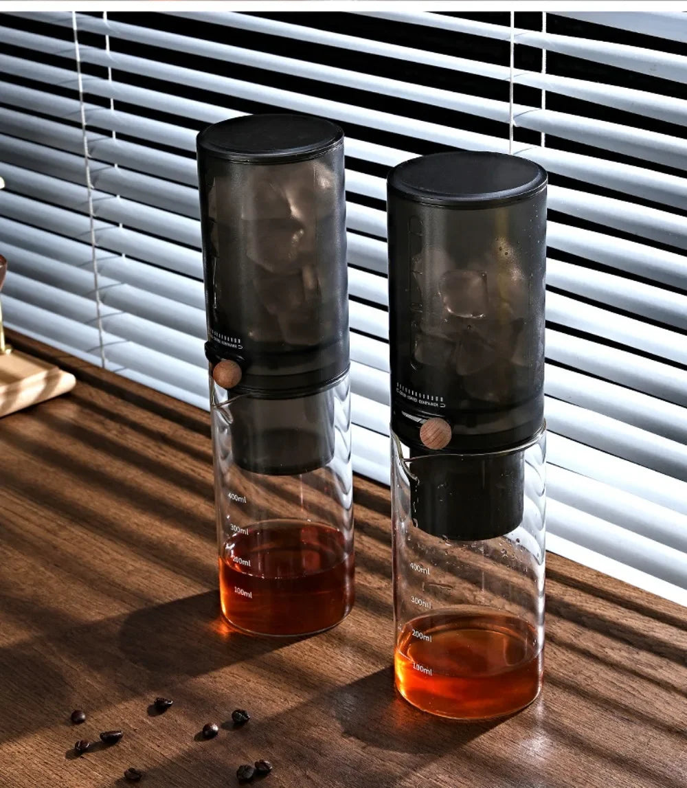 EXSX Ice Drip Cold Brew Coffee Tower | 450ml Borosilicate Glass | Detachable Dripper for Home & Camping