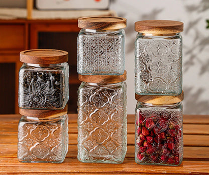 Vintage Glass Storage Jars with Airtight Lids