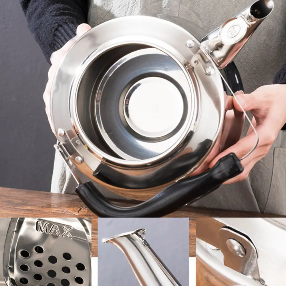Stainless Steel Whistling Tea Kettle with Filter — 1L / 1.5L / 2L | Gas & Induction