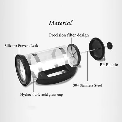 1L Glass French Press | Stainless Steel Filter | 4 Colours