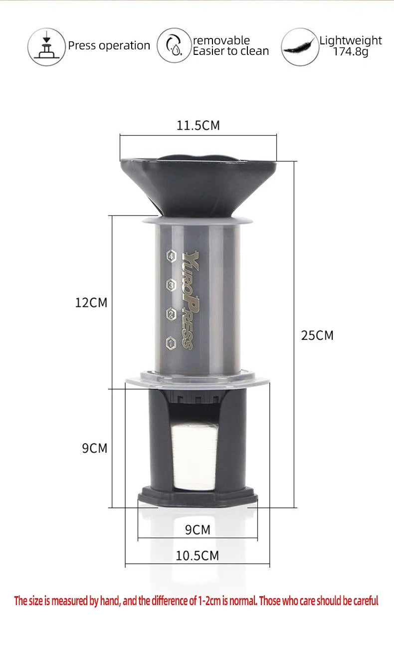 YRP Air Press Coffee Maker | Portable Espresso, French Press & Drip | 400ml