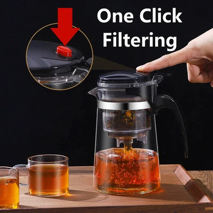 Press & Pour Glass Teapot | One-Click Filter | 500ml–1800ml