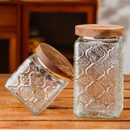 Vintage Glass Storage Jars with Airtight Lids