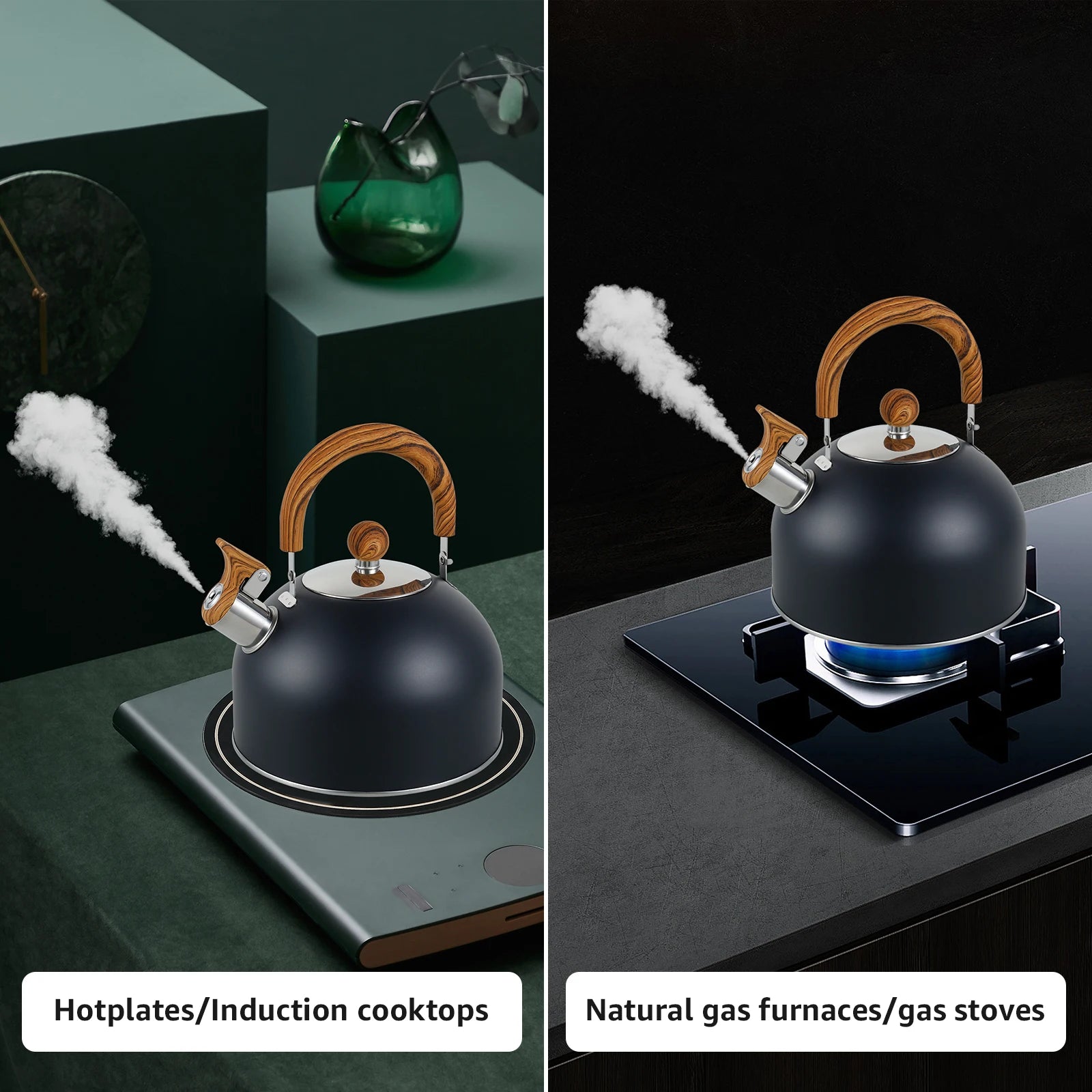 Stainless Steel Whistling Stovetop Kettle | Anti-Scald Handle | 2L / 2.5L / 3L | 4 Colours
