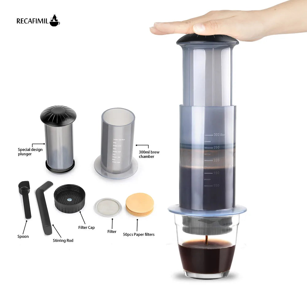 RECAFIMIL Aeropress Coffee Maker | Portable Espresso & French Press | 50 Filters Included