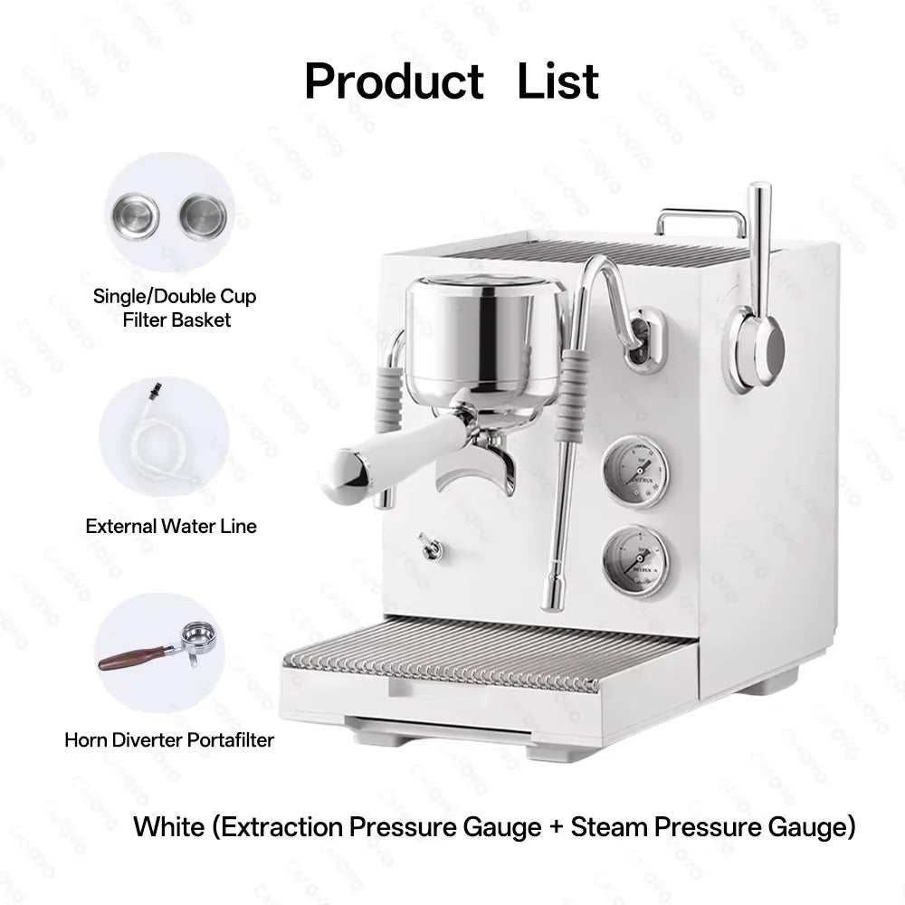 CAFOVO E120 Dual Boiler Espresso Machine | 9-Bar Semi-Automatic Coffee Maker with OLED Display & Italian ULKA Pump