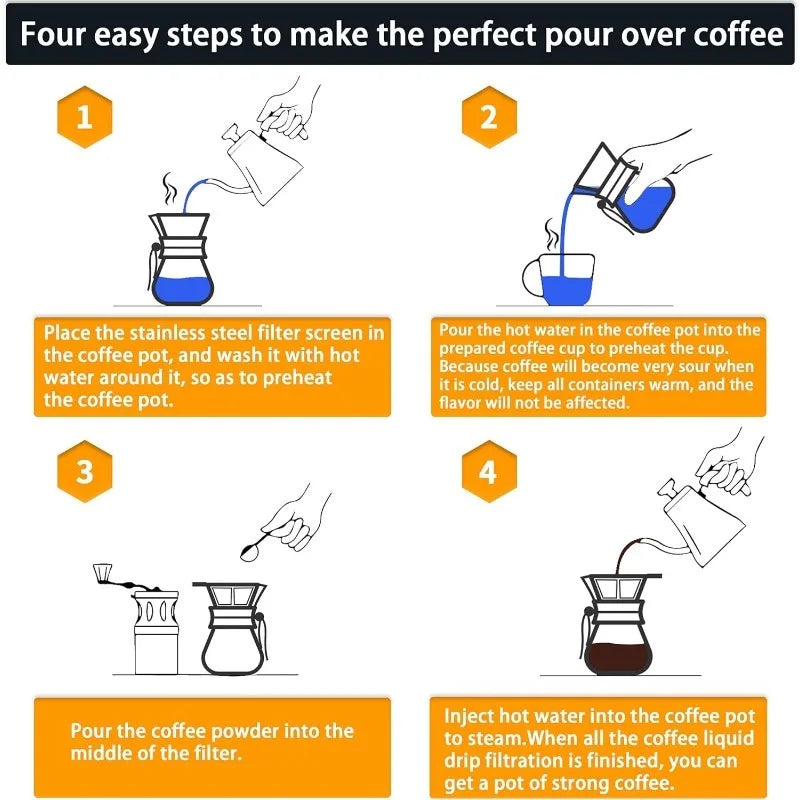 Pour Over Coffee Maker | Borosilicate Glass & Wood Sleeve | 400ml–1000ml