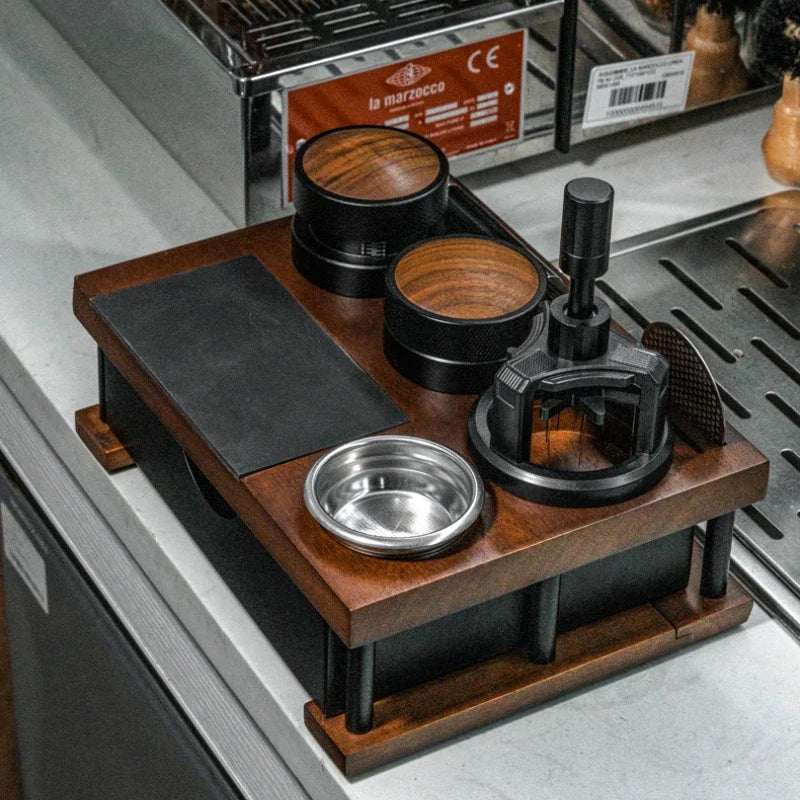 Solid Wood Espresso Tamper Station Workbench