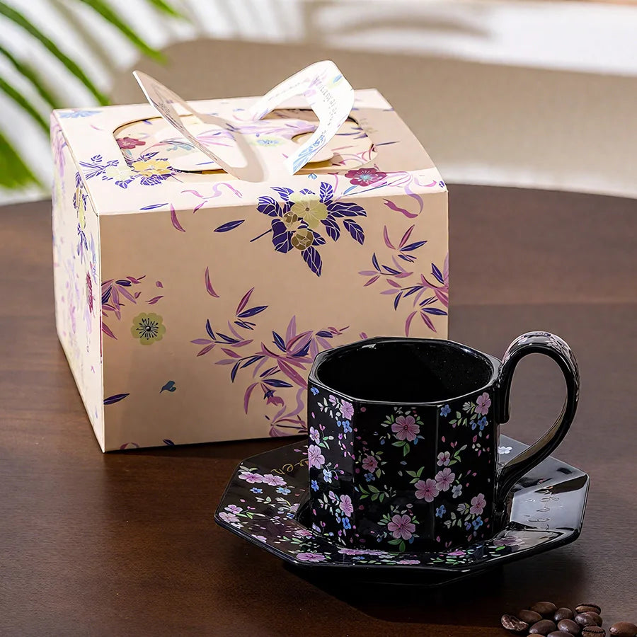 Japanese Floral Ceramic Coffee Cup