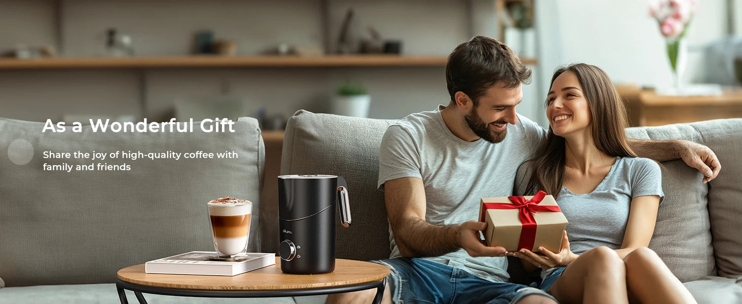 Milk Frother and Steamer 8-in-1 Electric Frother for Coffee, 400ml Large Capacity Detachable Milk Steamer Easy to Clean