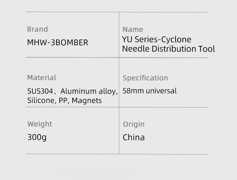 MHW-3BOMBER YU Series Cyclone WDT Tool | 51 / 53 / 58mm | Adjustable Needle Depth